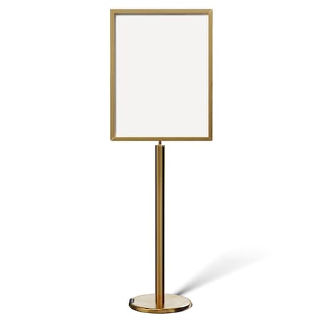 SignFrame FloorStanding 22x28V Satin Brass PLEASE WAIT TO BE SEATED